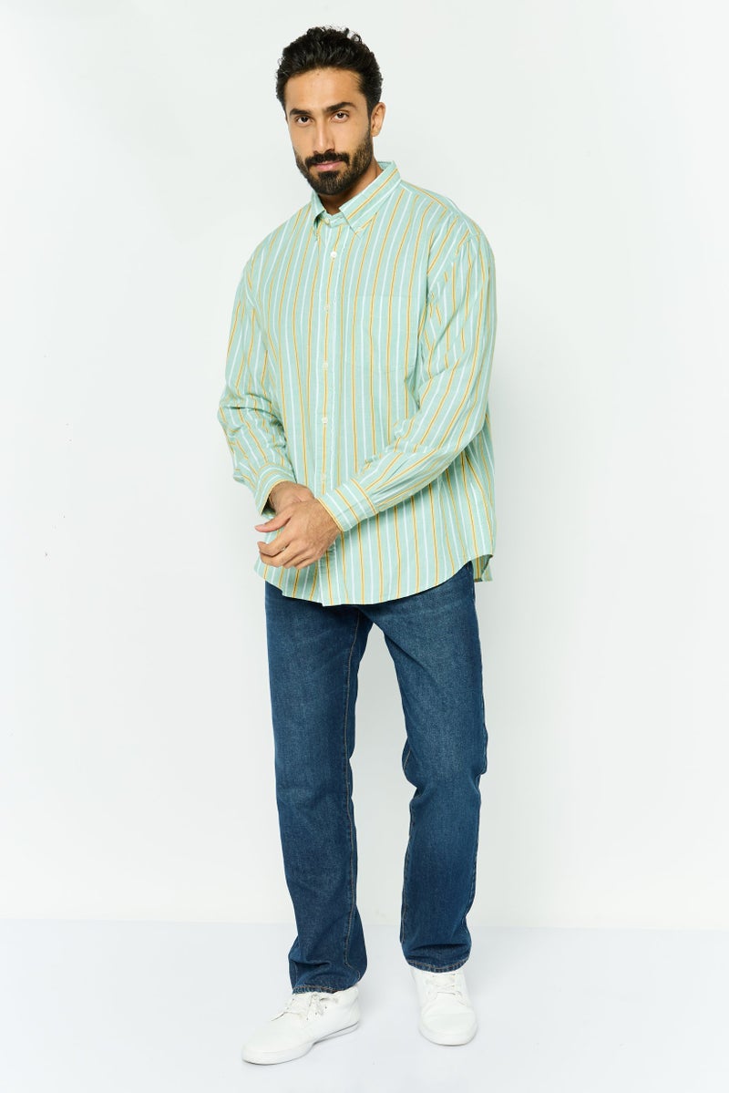 GANT قميص رجالي بأكمام طويلة وقصة مريحة مخطط، متعدد الألوان - Image 4