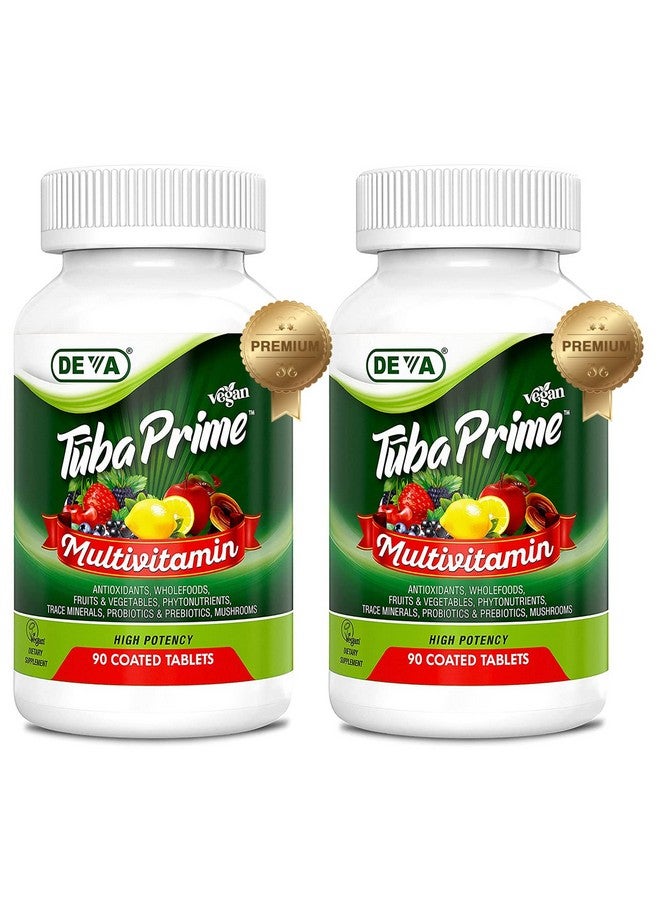 DEVA Tuba Prime Vegan Multivitamin High-Potency Vitamin and Mineral Dietary Supplement Antioxidants, Fruit and Vegetable Blend, Super Mushrooms, Probiotics, Prebiotics, Seeds, Herbs - 90 Tabs, 2-Pack - Image 1