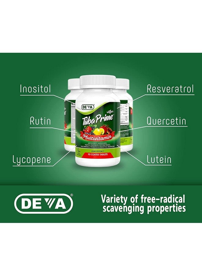 DEVA Tuba Prime Vegan Multivitamin High-Potency Vitamin and Mineral Dietary Supplement Antioxidants, Fruit and Vegetable Blend, Super Mushrooms, Probiotics, Prebiotics, Seeds, Herbs - 90 Tabs, 2-Pack - Image 5