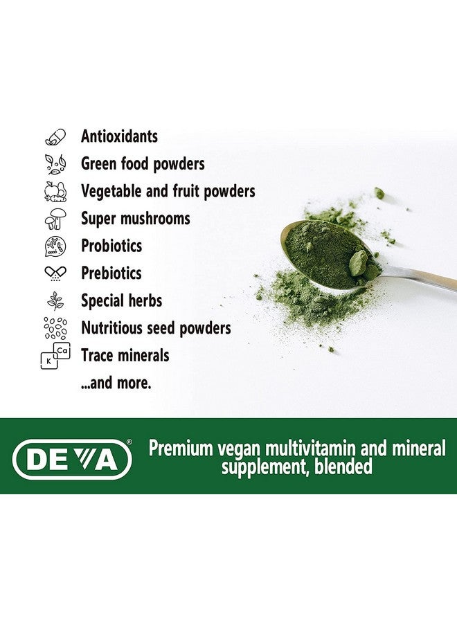 DEVA Tuba Prime Vegan Multivitamin High-Potency Vitamin and Mineral Dietary Supplement Antioxidants, Fruit and Vegetable Blend, Super Mushrooms, Probiotics, Prebiotics, Seeds, Herbs - 90 Tabs, 2-Pack - Image 4
