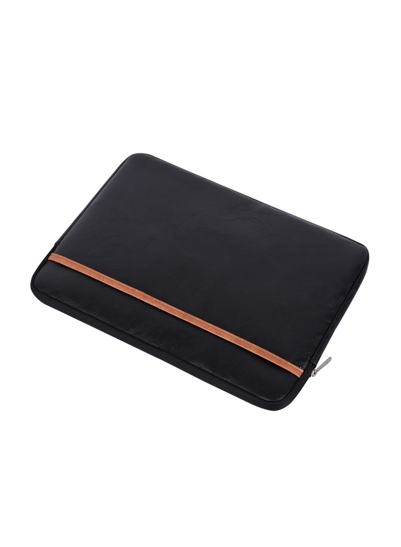 15.6-inch Laptop Sleeve - Shock-Proof Laptop Sleeve - Laptop Sleeve - Black Leather