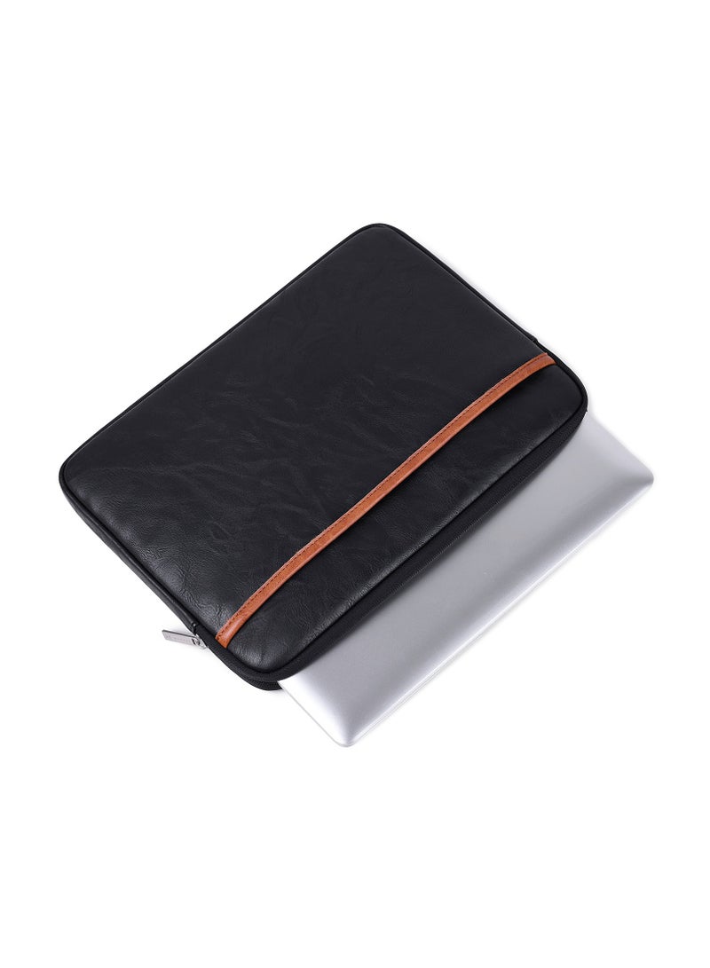 15.6-inch Laptop Sleeve - Shock-Proof Laptop Sleeve - Laptop Sleeve - Black Leather