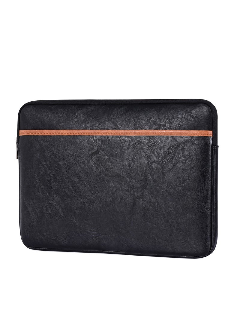 15.6-inch Laptop Sleeve - Shock-Proof Laptop Sleeve - Laptop Sleeve - Black Leather