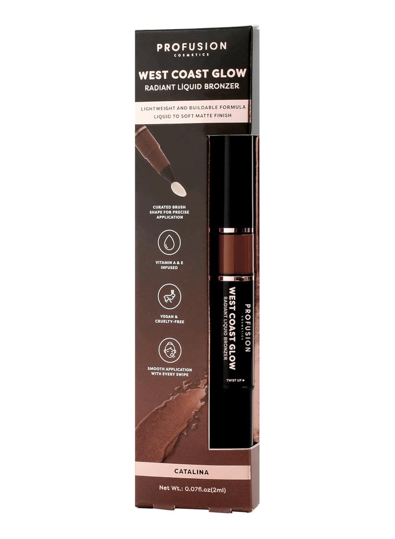 Profusion Cosmetics West Coast Glow Blush Bronzer Experience Radiant Sun Kissed Beauty with Vitamin Infused Liquid Formula Lightweight Buildable Suitable for All Skin Tones Catalina - Image 3