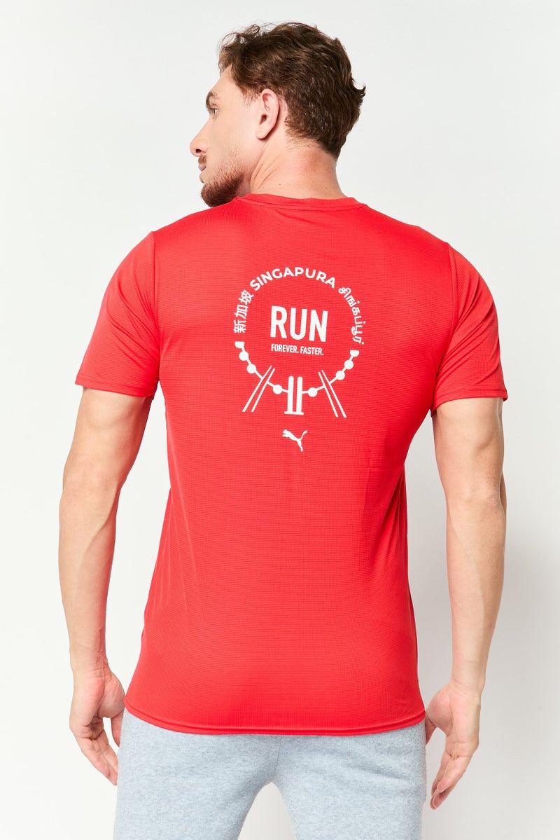 PUMA Men Sportswear Fit Short Sleeve Running T-Shirt, Red - Image 4