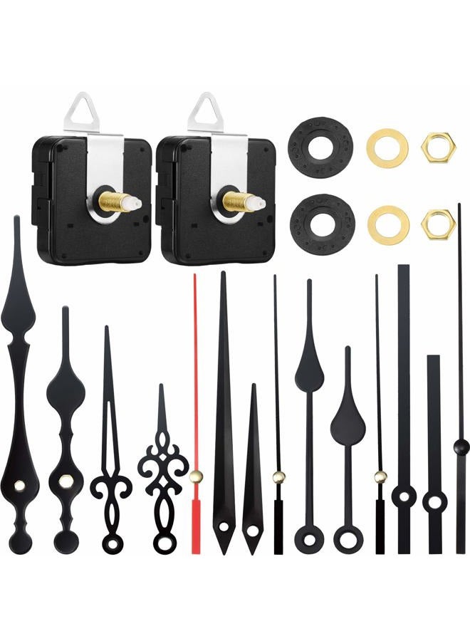 Mudder 2 Pieces High Torque Long Shaft Clock Movement Mechanism with 5 Different Pairs of Hands Clock Repair Parts Replacement - Image 1