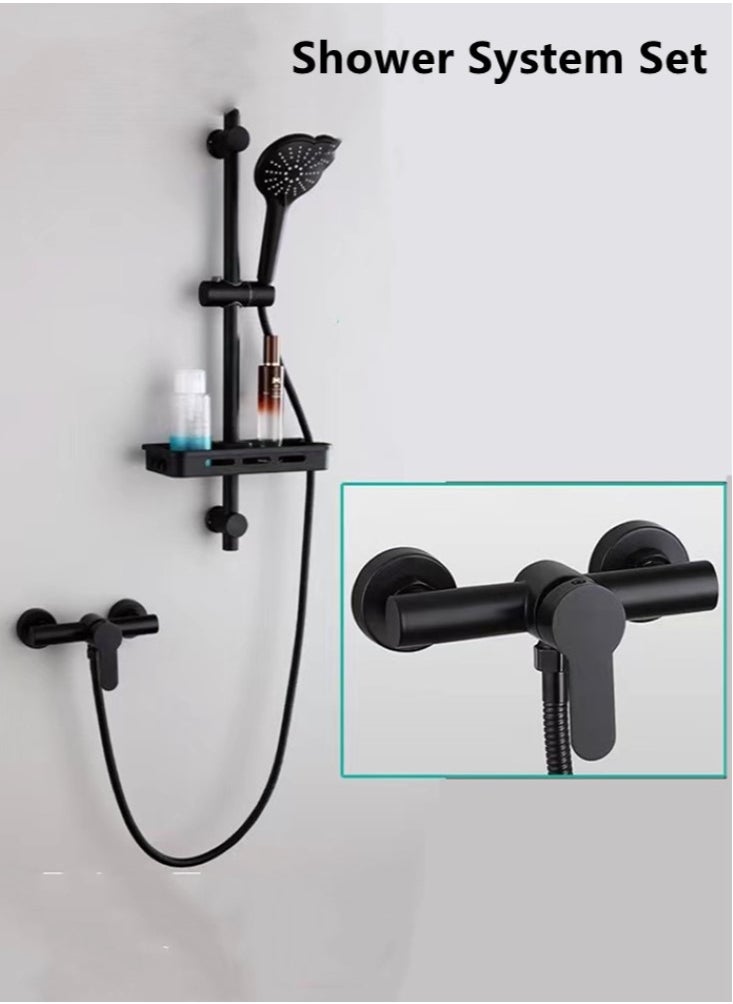 Kutis 1-Set Bathroom Shower System Shower Faucet Shower Head Set Stainless Steel Black  - Image 1