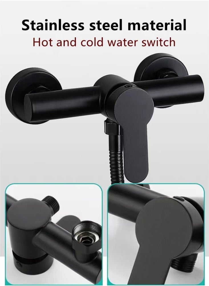 Kutis 1-Set Bathroom Shower System Shower Faucet Shower Head Set Stainless Steel Black  - Image 4
