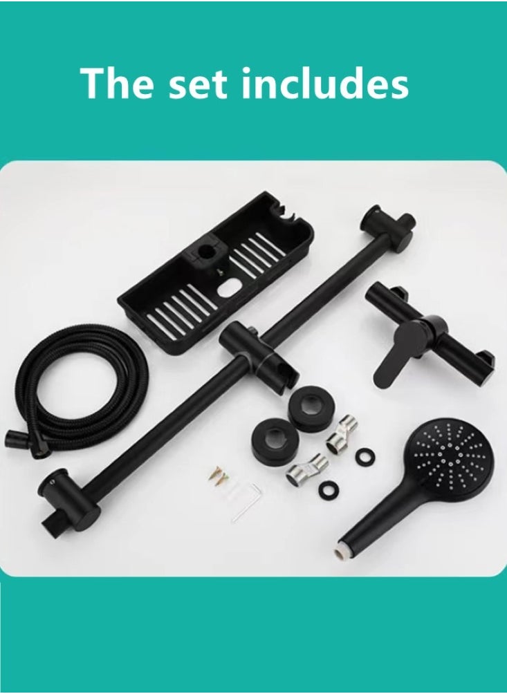 Kutis 1-Set Bathroom Shower System Shower Faucet Shower Head Set Stainless Steel Black  - Image 5