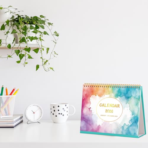 BowCuk Desk Calendar 2026 - Standing Flip Desktop Calendar 2026, 12 Months Jan 2026 - Dec 2026, 11" x 8.5", Large with Notes, To-Do, Yearly Overview, Thick Paper, Great for Easy Planning - Multicolor - Image 2