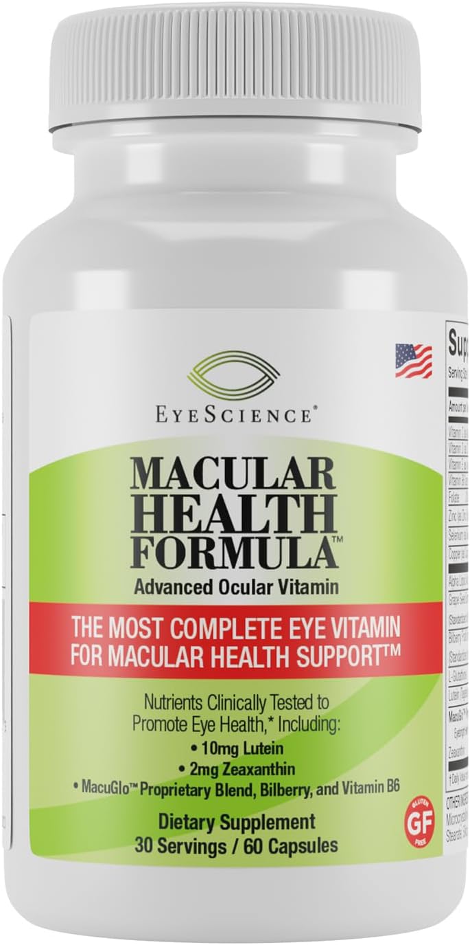 EyeScience Macular Health Beyond AREDS2 Formula Advanced Ocular Vitamin  Containing Lutein Zeaxanthin Bilberry and Vitamins C D E and B6 30 Day Supply - Image 1