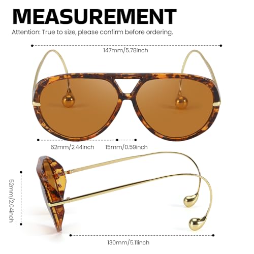 SODQW Oversized Aviator Sunglasses for Women With Earring Trendy Large Big 2025 Designer Shades Adjustable Temples - Image 5
