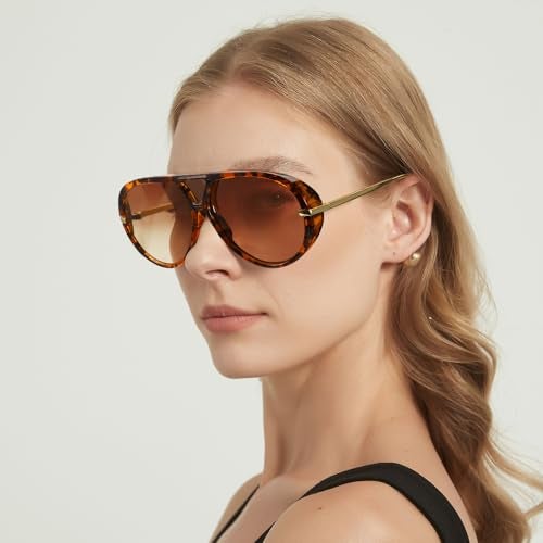 SODQW Oversized Aviator Sunglasses for Women With Earring Trendy Large Big 2025 Designer Shades Adjustable Temples - Image 2