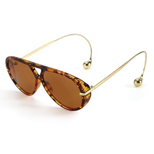 SODQW Oversized Aviator Sunglasses for Women With Earring Trendy Large Big 2025 Designer Shades Adjustable Temples - Image 1
