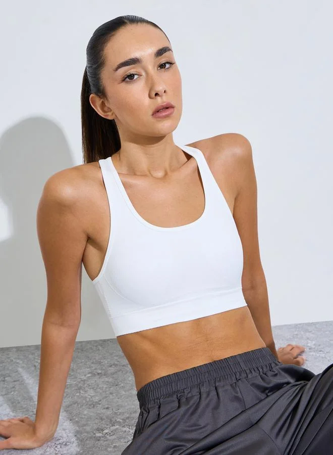 ستايلي اكتيف White Seamless Racerback Sports Bra