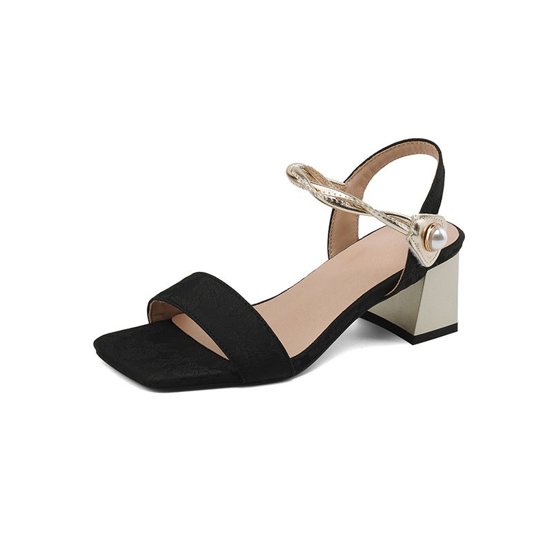2024 Summer Fashion High-Heeled Guofeng 32-43 Open Toe Velcro Women'S Square Toe Sandals - Image 1