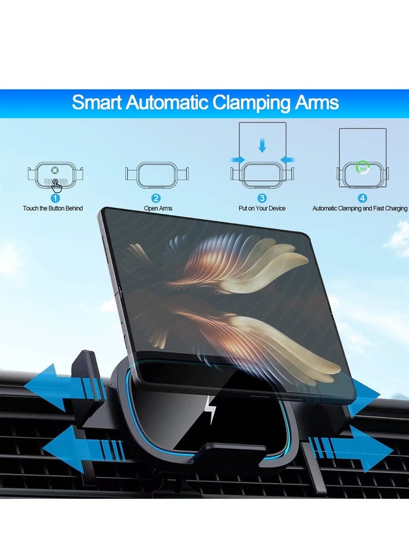 Y&D Wireless Car Charger, 15W Fast Charging Mount, Phone Holder Auto Clamping, Air Vent for iPhone 14/13/12/11/Pro Max/for Samsung Galaxy Z Fold 4/3/2/S23 - Image 5
