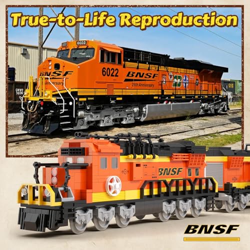 AIGIMU City Train Building Set Stem Trains Building Toy for Boys Girls Ages 614 BNSF Freight Trains Model for Kids and Adult Stem Locomotive Train Building Blocks Christmas Birthday Gifts 635 PCS - Image 5