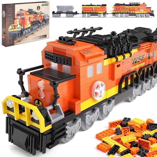 AIGIMU City Train Building Set Stem Trains Building Toy for Boys Girls Ages 614 BNSF Freight Trains Model for Kids and Adult Stem Locomotive Train Building Blocks Christmas Birthday Gifts 635 PCS - Image 1
