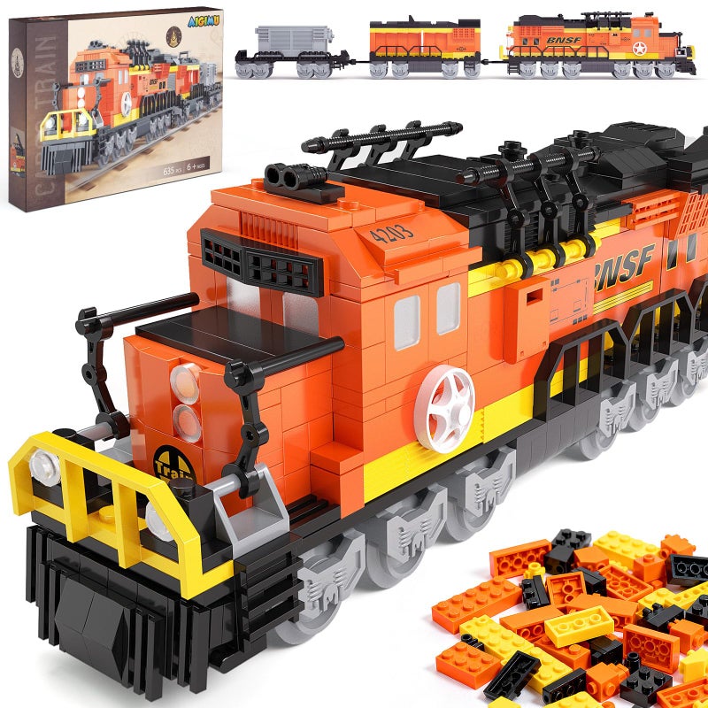 AIGIMU City Train Building Set Stem Trains Building Toy for Boys Girls Ages 614 BNSF Freight Trains Model for Kids and Adult Stem Locomotive Train Building Blocks Christmas Birthday Gifts 635 PCS - Image 3
