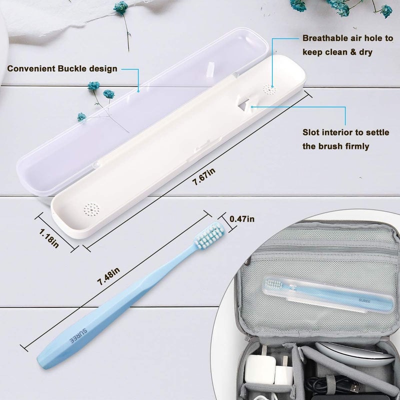 Suree Extra Soft Toothbrush for Sensitive Teeth, Upgraded 10000 Ultra Soft Bristles for Adults & Elders, Manual Travel Toothbrush with Individual Portable Case (4 Pack) - Image 3