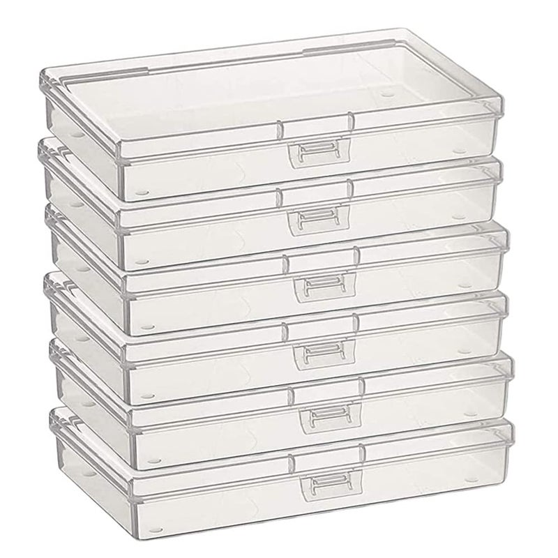 Gebildet 6 x Rectangular Clear Plastic Storage Boxes with Lids for Small Beads, Pills, Herbs, Crafts, Jewellery - Image 1