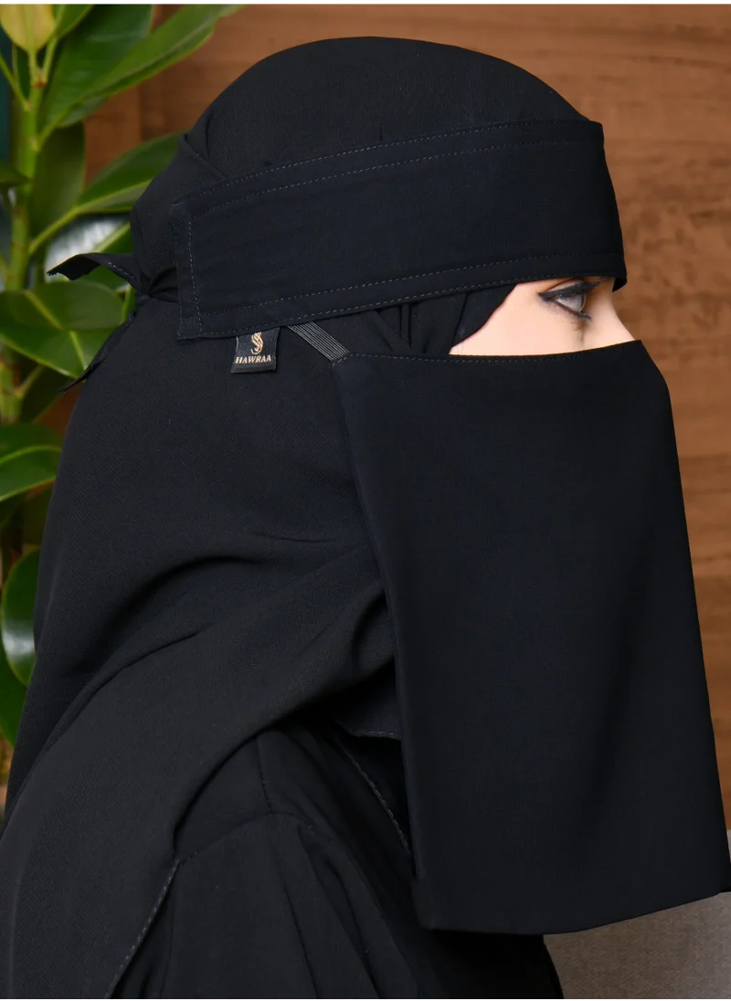 HAWRAA ABAYA Short niqab with slanted elastic and tie