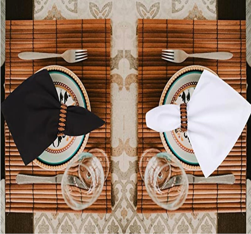 FOVERÓS Cotton Dinner Table Napkins45 X45 Cms Set of 24 Pieces 2 Dozen Dinner Table Napkins for Hotel RestaurantsColourBlackWhite 45 X 45 cms 24 - Image 2