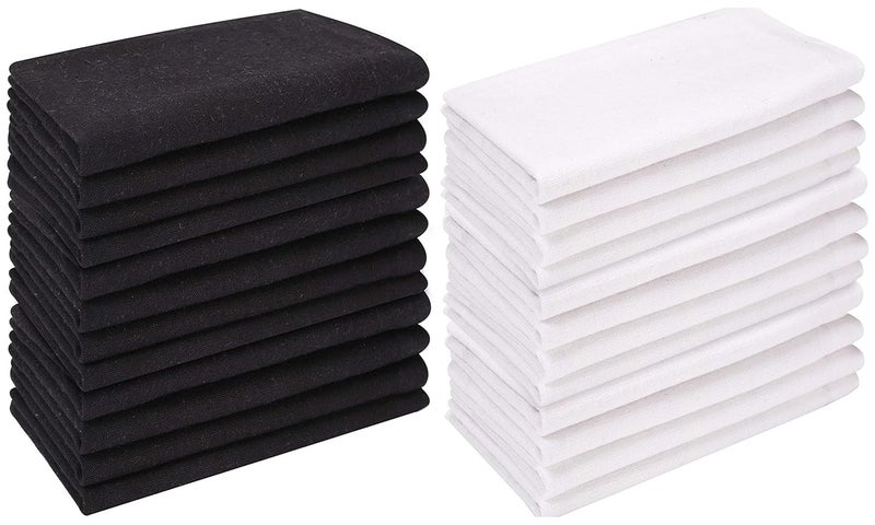 FOVERÓS Cotton Dinner Table Napkins45 X45 Cms Set of 24 Pieces 2 Dozen Dinner Table Napkins for Hotel RestaurantsColourBlackWhite 45 X 45 cms 24 - Image 1