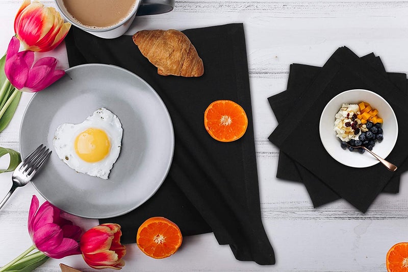 FOVERÓS Cotton Dinner Table Napkins45 X45 Cms Set of 24 Pieces 2 Dozen Dinner Table Napkins for Hotel RestaurantsColourBlackWhite 45 X 45 cms 24 - Image 4