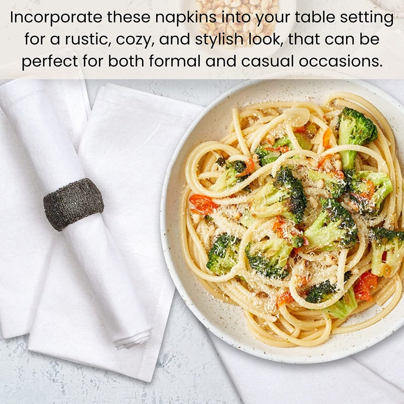 FOVERÓS Cotton Dinner Table Napkins45 X45 Cms Set of 24 Pieces 2 Dozen Dinner Table Napkins for Hotel RestaurantsColourBlackWhite 45 X 45 cms 24 - Image 3