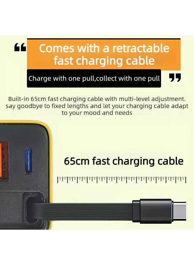 شاحن قابل للسحب، شاحن USB-C قابل للسحب بقوة 80 واط مع كابل من النوع C وقابس حائط ثلاثي المنافذ USB-C/A، متوافق مع MacBook Pro/Air، وiPhone Pro Max 17/16/15، وiPad، وSamsung Galaxy S25/S24، وLG، وPixel، والأجهزة اللوحية. - Image 5