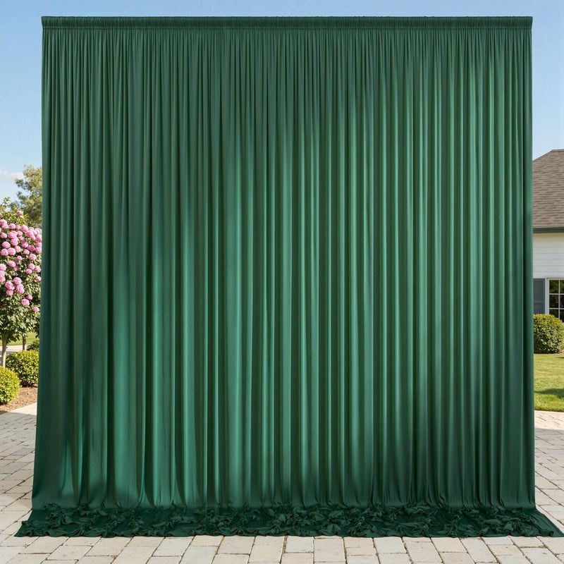 NSSONBEN 10x8 ft Wrinkle Free Hunter Green Backdrop Curtains for Parties, Thick Fabric Emerald Photo Backdrop Drapes Panels for Weddings Birthday Party Photography Background - Image 1