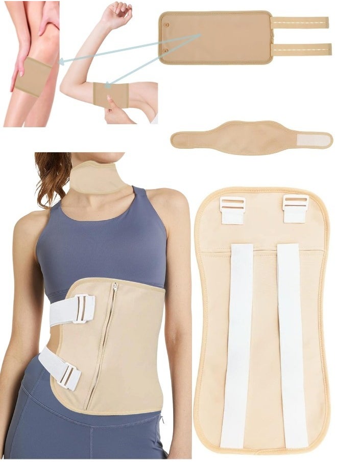 NIKITA.VIVI 3 in 1 Castor Oil Wrap Set for Waist, Neck, Hand & Leg Castor Oil Compress Wrap Kit Organic Cotton Adjustable Reusable Packs for Liver Detox Thyroid (Oil Not Included)  - Image 1