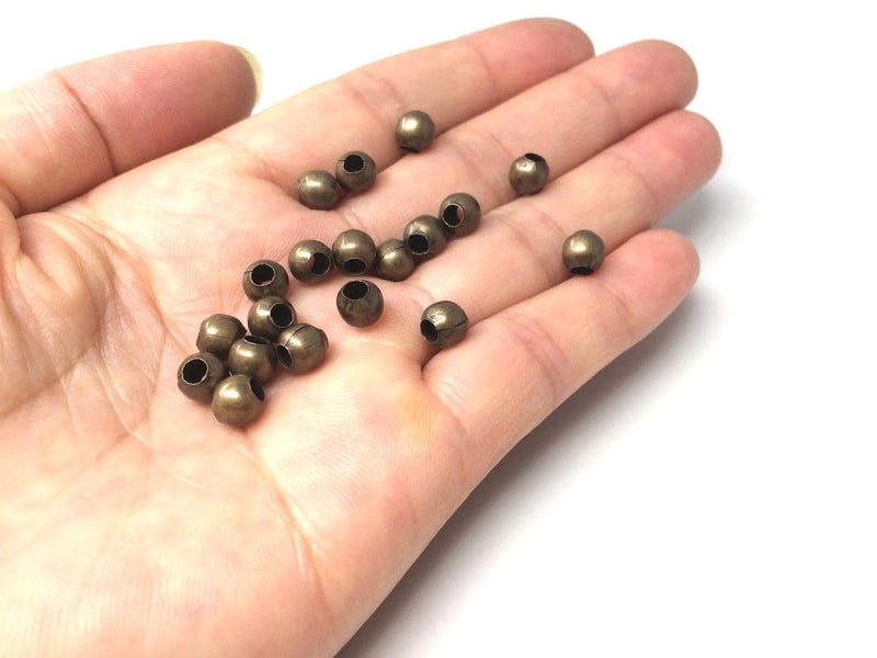 Adabele 100pcs 8mm Smooth Round Beads Antique Bronze Plated Spacer (Large Hole 3mm) for DIY Craft Jewelry Making CF89-8 - Image 4