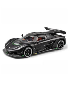 General Chenghai car to 1:24 Koenigsegg jesko alloy car model sound and light pull back children's toy car model (black)  - Image 1