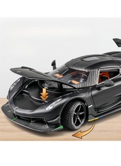 General Chenghai car to 1:24 Koenigsegg jesko alloy car model sound and light pull back children's toy car model (black)  - Image 3