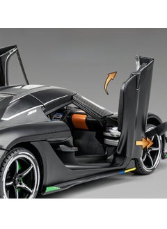General Chenghai car to 1:24 Koenigsegg jesko alloy car model sound and light pull back children's toy car model (black)  - Image 4