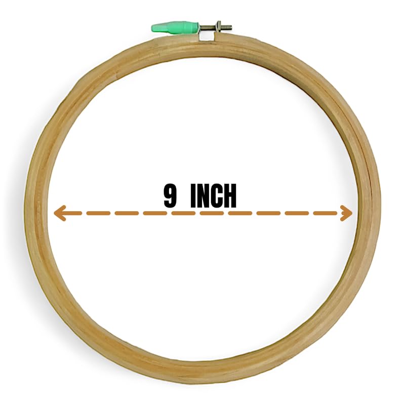 ADW CRAFT'S حلقة تطريز خشبية 9 بوصة (3 طبقات، عبوة من 1) ، حلقة خشبية لمجموعة التطريز، إطار حلقة تطريز خشبية، إطارات خشبية لإطار الحرف، حلقة خشبية صغيرة، إطار تطريز يدوي خشبي - Image 2