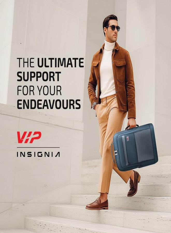 VIP حقيبة ظهر قابلة للتحويل 17 بوصة من VIP Legacy سعة 25 لتر | مقاومة للماء مع منفذ شحن USB | حافظة لابتوب مبطنة، 3 حجرات، منظم أمامي | حقيبة مكتب وسفر للرجال والنساء (كحلي) - Image 2