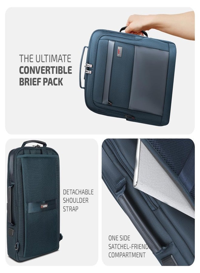 VIP حقيبة ظهر قابلة للتحويل 17 بوصة من VIP Legacy سعة 25 لتر | مقاومة للماء مع منفذ شحن USB | حافظة لابتوب مبطنة، 3 حجرات، منظم أمامي | حقيبة مكتب وسفر للرجال والنساء (كحلي) - Image 3