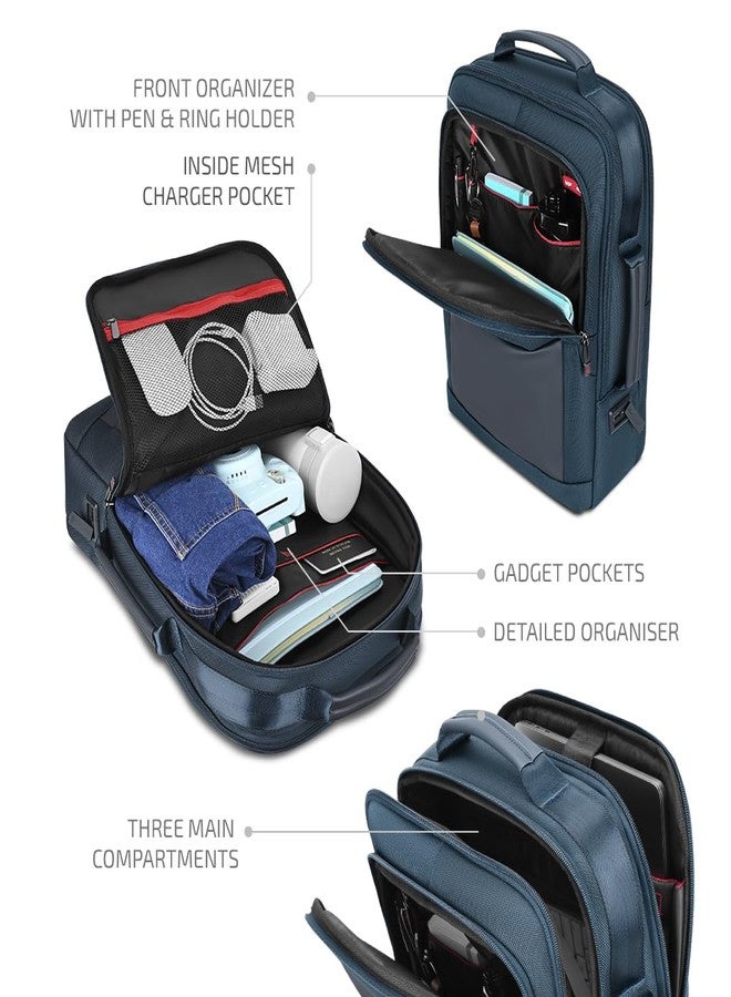 VIP حقيبة ظهر قابلة للتحويل 17 بوصة من VIP Legacy سعة 25 لتر | مقاومة للماء مع منفذ شحن USB | حافظة لابتوب مبطنة، 3 حجرات، منظم أمامي | حقيبة مكتب وسفر للرجال والنساء (كحلي) - Image 4