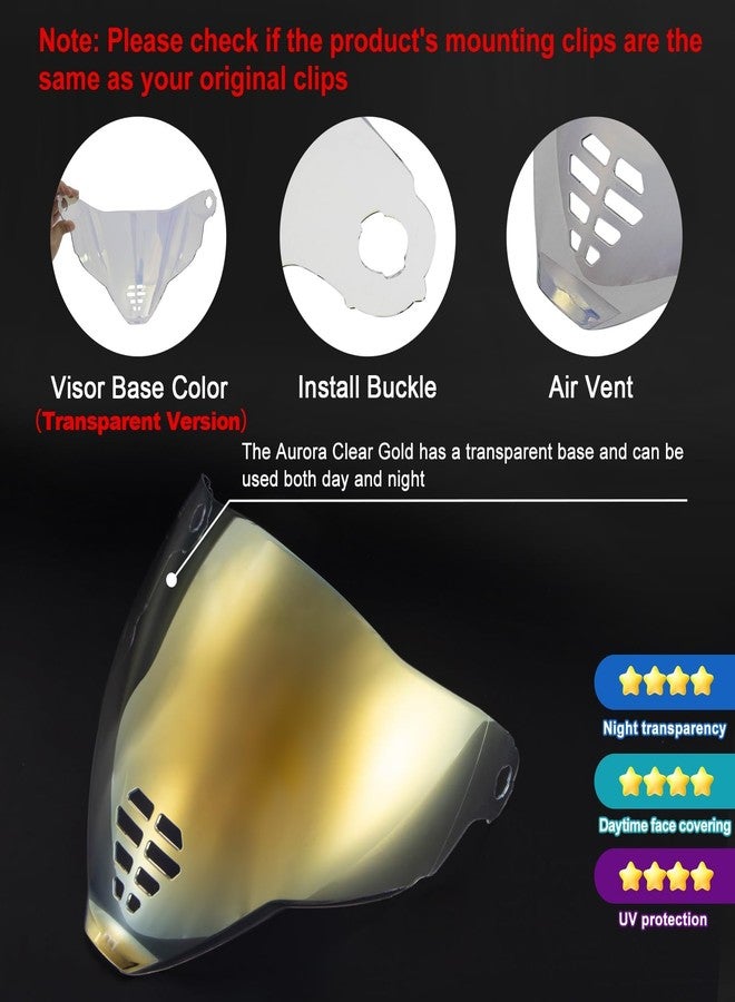 psler واقي وجه PSLER IC-06 - واقي وجه بديل لخوذة الدراجات النارية Icon Airflite IC-06، ذهبي شفاف - Image 3
