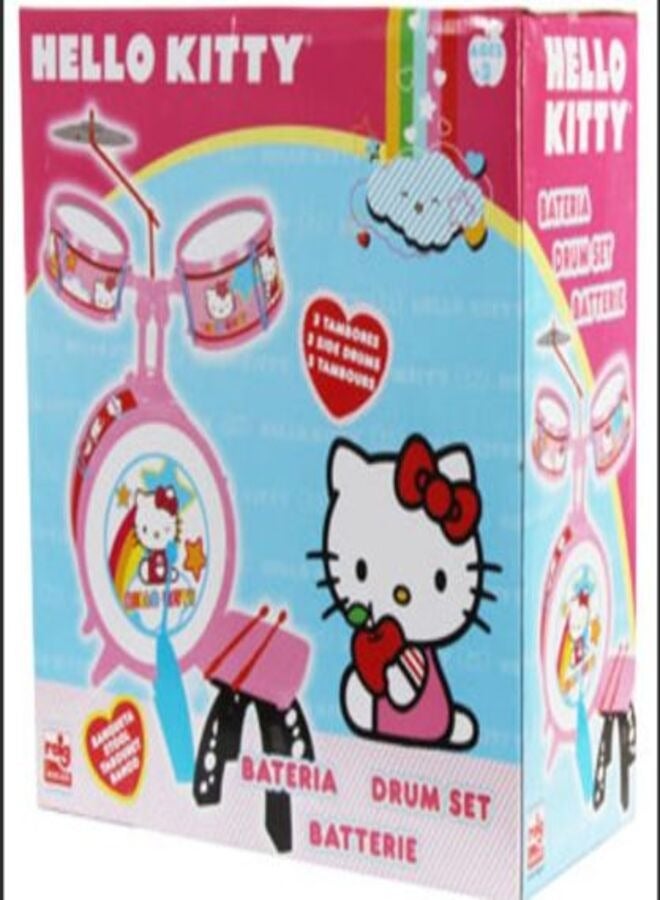 Generic Hello Kitty Kids Drum Set with Stool and Drumsticks  - Image 2