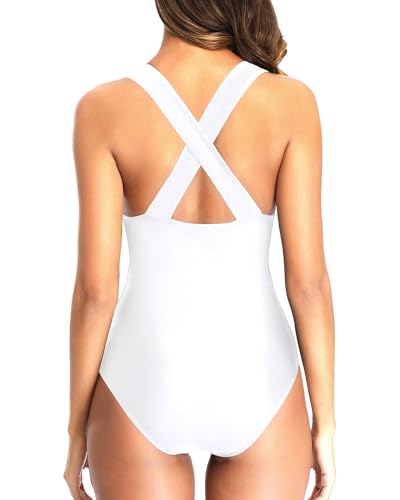 Tempt Me White Women Sexy One Piece Swimsuits Deep V Neck Bathing Suits Plunge Hollow Out Swimwear L - Image 2