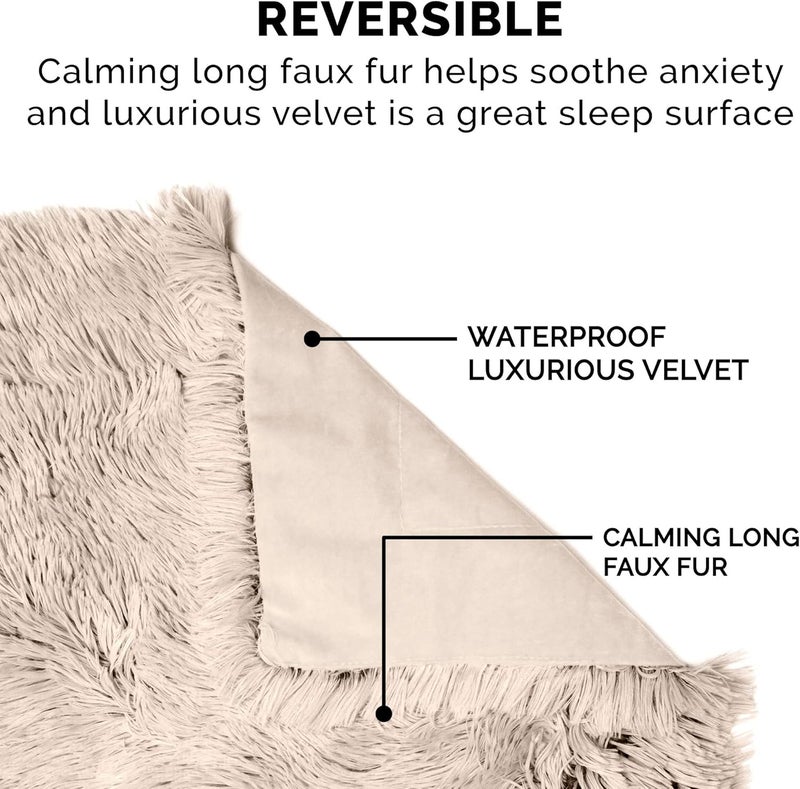 Furhaven Waterproof Throw Blanket for Dogs & Indoor Cats, Washable - Shaggy Plush Calming Long Faux Fur & Velvet Dog Blanket - Taupe, Large - Image 4