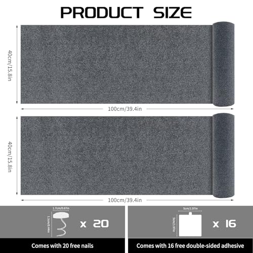 Giomre 2 Pcs Total 788x158 Cat Scratch Mat Cat Scratch Couch Furniture Protector Trimmable SelfAdhesive Cats Scratch Pads DIY Cat Scratcher for Wall Protector and Covering Cat Tower Dark Gray - Image 3