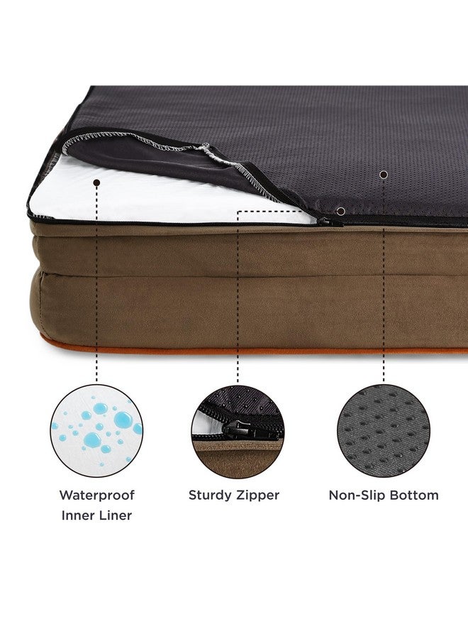 بيد شور سرير Bedsure Orthopedic للكلاب الكبيرة - أريكة كبيرة قابلة للغسل للكلاب، أريكة كبيرة داعمة للحيوانات الأليفة من الإسفنج مع غطاء قابل للإزالة والغسل، وبطانة مقاومة للماء وقاعدة غير قابلة للانزلاق، لون بني - Image 2