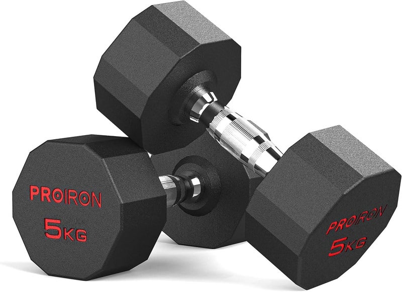 PROIRON أوزان مطاطية PROIRON خالية من الرائحة، مجموعة أوزان فولاذية للرجال والنساء، صالة رياضية منزلية 3 كجم 5 كجم 8 كجم 10 كجم 12 كجم 16 كجم 20 كجم 24 كجم، معدات تدريب لياقة بدنية (زوج أو فرد) - Image 1