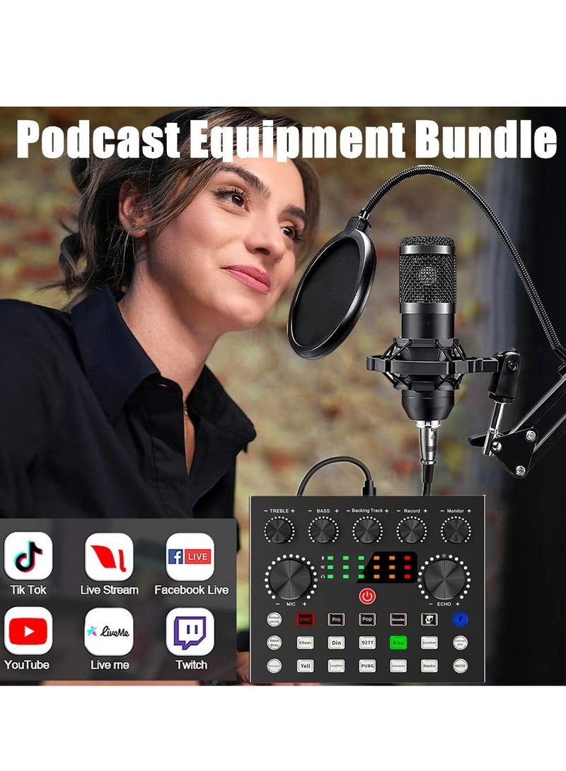 GGOOT Podcast Equipment Bundle with Ring Light and Phone Holder, BM-800 Podcast Microphone Bundle with V8S Voice Changer, Condenser Microphone Recording Studio Package for Podcasting Streaming Recording - Image 2